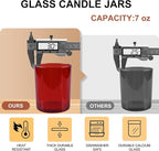 SHOWIN Thick Candle Jars for Making Candles 16 Pcs, 7 OZ Empty Jars with Wood Lids for Candle Making, Sample Container, Red