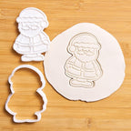 Flycalf Christmas Cookie Cutters Santa with Plunger Stamps Holiday PLA Baking Accessories Cutter Molds Gifts Decorative Party 3.5" Kitchen Cake Supplies