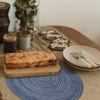 FunWheat Round Braided Placemats Set of 6 Place mats for Dining Tables Woven Heat Resistant Table Mats 15 inch (Blue)
