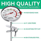 BOMATA Waterproof IP67 Candy Thermometer with Pot Clip, Deep Fry Oil Thermometer with Upgraded 2.5in Large Display for Cooking, Food, Turkey, BBQ, Grill... Mth400
