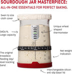 KneadAce Sourdough Starter Kit (PRO 34oz Jar, 2xRound Baskets, Red Bread Lame)