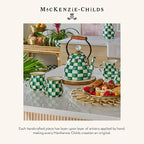 MACKENZIE-CHILDS Demi Enamel Canister, Kitchen Storage Container with Lid, Green-and-White Emerald Check