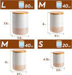 Yangbaga Canisters Sets for Kitchen Countertop-Set of 4 Ceramic Kitchen Canisters Food Storage Jar with Airtight Wood Lids & Spoons & Label,Large Flour and Sugar Containers for Serving Ground Coffee