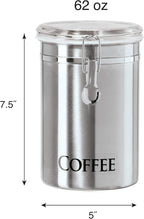 OGGI Stainless Steel Canister 62oz - Airtight Clamp Lid, Clear See-Thru Top. Large Size 5" x 7.5" & Jumbo 8" Stainless Steel Flour Clamp Canister - Airtight Food Storage Container Ideal, Dry Foods