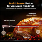 Smart Wireless Meat Thermometer,Digital Cooking Thermometer with Dual High-Accuracy Sensors,Ceramic Heat-Resistant Probe, Instant Read LCD & App Control for Kitchen,BBQ,Oven,Grill,Air Fryer