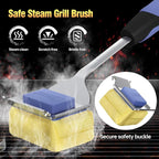 Grill Cleaning Brush Bristle Free for Outdoor Grill Brush Extended Handle for Cast Iron Stainless-Steel Grates, Replaceable BBQ Cleaner Brush Head, Steam Safe Grill Brush with Scraper, Purple