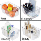 6pcs Plastic Storage Bin 2-Size Clear Storage Containers for Kitchen Pantry Organization and Storage Bins, Organizing Bins with Built in Handles, Cabinet Organizers, Clear