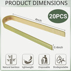 20 Pcs Mini Bamboo Tongs, Disposable Wooden Tongs for Charcuterie,Toast, Bread, Pickles,Tea, Natural Bamboo Cooking Utensilsfor Catering, Buffet, Wedding Parties Supplies(3.94 Inch)