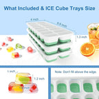 Ice Cube Tray with Lid, 3 Pack Silicone Easy-Release Ice Trays for Freezer, Stackable Ice Cube Molds for Drinks, Cocktails, Whiskey, Coffee - BPA-Free and Odor-Free