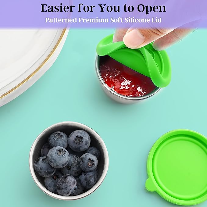 6x1.6 Oz Salad Dressing Containers With Lids, Small Leakproof Reusable Stainless Steel Salad Dressing Container To Go For Lunch Boxes,Sauce containers, Picnics,Travel Meal Prep And Kitchen Storage.