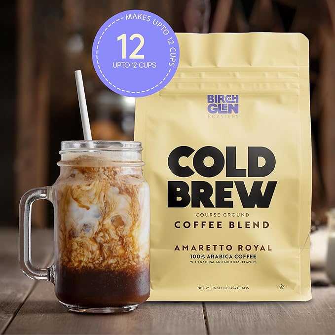Birch Glen Roasters Cold Brew Coffee | Flavored Coarse Ground Coffee | Artisanal Roasting | 100% Arabica |1 LB | Peanut Butter & Jelly