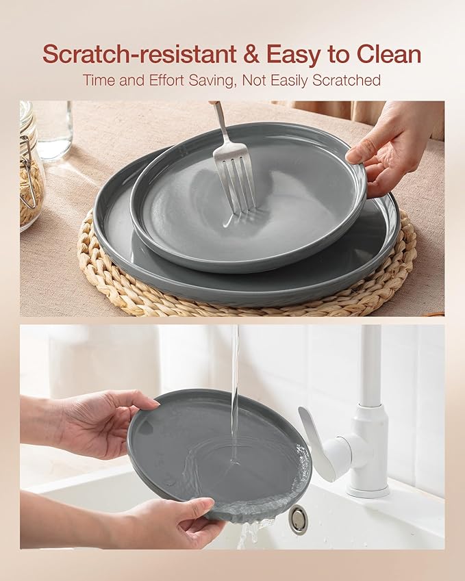 Famiware Milkyway Plates and Bowls Set, 18 Pieces Dinnerware Sets, Dishes Set for 6, Dark Gray
