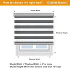 Persilux Zebra Blinds Cordless Blinds for Windows (55" W x 72" H, Grey) Dual Layer Zebra Shades, Light Control for Day and Night, for Home, Office, Bedroom, Living Room…