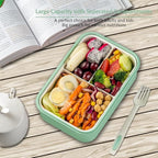 LOVINA Bento Boxes for Adults - 1100 ML Bento Lunch Box For Kids Childrens With Spoon & Fork - Durable Perfect Size for On-the-Go Meal, BPA-Free and Food-Safe Materials(Green)
