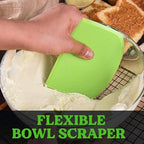 SURDOCA Dough Scraper Bench Scraper - 3P 8.3x5.5" Plastic Flexible Bowl Scraper, Sharp Edge & Angles Cake Scraper. Non-Slip Bakeware Decorating Tools Sculpting & Modeling Tools - Yellow+White+Pink