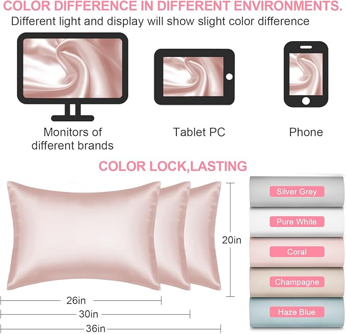 Mulberry Silk Pillow Cases King Size with Hidden Zipper, Ultra Smooth and Soft Breathable Cooling Silk Satin Pillowcase for Hair and Skin, Gifts for Women Men (Coral Pink, 20x36 Inches, 1 Pack)