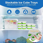 Ice Cube Tray with Lid 5 Pack, 60 Cubes Silicone Ice Cube Trays for Freezer, BPA-Free Easy Release Ice Molds, Stackable Dishwasher Safe Ice Cube Trays for Cocktails, Coffee & Drinks