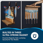 Original Sea Wave Magnetic Knife Block, Double Sided Knife Holder Holds Up To 10 Knives, Wooden Knife Storage Organizer for Counter Top without Knives (12 X 10 Inches)