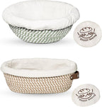 Banneton Bread Basket, 9" Round and 10" Oval Bread Proofing Basket Set with Cotton Liners and Covers, Bread Basket Proofing Bowl Ideal for Sourdough Starter and Artisan Loaf Baking