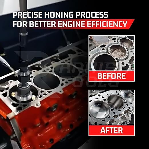 Engine Cylinder Hone Kit 2.5" to 5.5" with 4 Extra Carriers Adjustable Handheld Honing Machine Tool Kit with 16 Stones Sizes 4" x1/2" x1/2" - Works for Mid-Size to Larger Car Engines