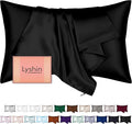 Mulberry Silk Pillow Cases Queen Size with Hidden Zipper, Ultra Smooth and Soft Breathable Cooling Silk Satin Pillowcase for Hair and Skin, Gifts for Women Men (Black, 20x30 Inches, 1 Pack)