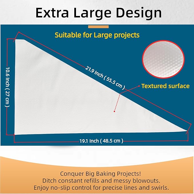 XXL 22 Inch Extra Large Piping Bags,100 Pack Disposable Pastry Bags,Thick Anti-Burst Icing Piping Pastry Bags For Frosting Decorating Cake Cupcake Cookie (XL 22 Inch-100 Pack)