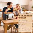 4 Slice Touch Screen Toaster, Stainless Steel Toaster with Wide Slots for Bagels and Bread, Reheat/Defrost/Cancel Functions, Removable Crumb Tray, Matt Black