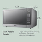 Panasonic NN-SD78LS 1.6 cu.ft Cyclonic Inverter Countertop Microwave Oven 1250Watt Power with Genius Sensor Cooking, cft, 19.44"D x 21.88"W x 11.94"H,Stainless Steel