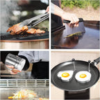 Griddle Accessories for Blackstone with Smashed Burger Press,19Pcs Griddle Accessories kit for Hibachi, Enlarged Grill Spatula, Salt and Pepper Shakers, Grill Black Tools Set