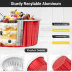EUSOAR Mini Cake Pans with Lids, 200pcs 5oz Disposable Foil Cups with Lids for Creme Brulee Flan Cheesecake Dessert, Mini Aluminum Baking Mold Container for Wedding Party Single Serving Holiday