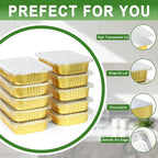 20 Pack 5LB Gold Aluminum Foil Pans with Lids Heavy Duty 11"×8"×2" Foil Food Containers with Lids, Tin Foil Pans for Baking, Meal Prep, Freezer, Heating and Takeout