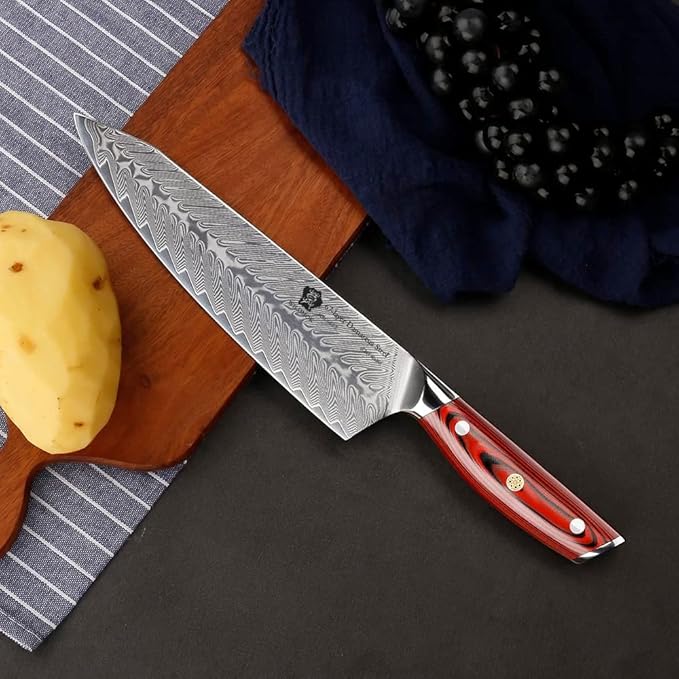 WILDMOK Damascus Chef Knife, 8 Inch Professional chef's knives, Japanese Ultra Sharp Kitchen Knife Full Tang G10 Handle, Japanese damascus knife Including Gift Box