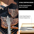 Heavy Duty BBQ Grill Tongs for Outdoor Grill，17 Inch Long Grill Tool, Metal Barbecue Utensil, Wooden Handle, Fun barbecue Tongs for Gas and Charcoal Grilling