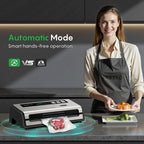FRESKO Food Vacuum Sealer with Automatic Bag Detection, Double Heat Seal, Built-in Bag Roll Storage & Cutter, 2 Rolls Bags, Starter Kit