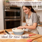 Banneton Bread Proofing Basket – Sourdough Starter Kit with 9" Round & 10" Oval Cotton Rope Baskets, Liners & Covers sourdough Bread Proofing Supplies, Baking Bread Bowl for Proofing