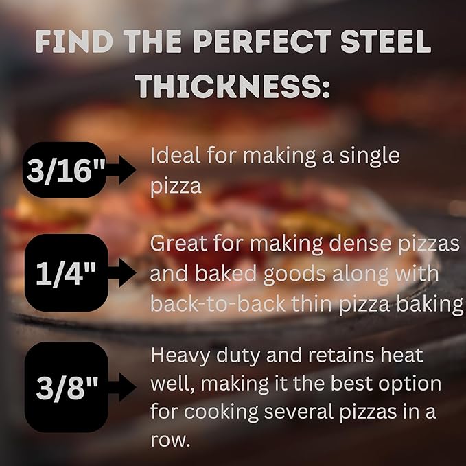 ThermiChef 14" by 14" Pizza Steel (1/4" Thickness) - Multipurpose Cooking Steel for Ovens & Grills - Made in the USA