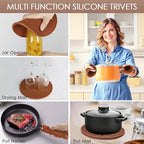Silicone Trivets for Hot Dishs, 7 Inch & 9 Inch Heat Resistant Silicone Hot Pads Pot Holders for Kitchen Counter, Flexible Round Trivet Mats, Potholders(Coffee)