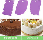 Cake Scraper, Cake Smoother Scraper Set, Dough Scraper Icing Scraper Polisher Tool, Cake Decorating Comb, Icing Smoother Plastic Sawtooth Cake Icing Kitchen Baking Cake Edge (Purple)