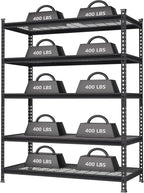 WORKPRO 5-Tier Metal Storage Shelving Unit, 48”W x 24”D x 72”H, Adjustable Storage Rack Heavy Duty Shelf, 4000 lbs Load Capacity (Total), for Garage, Kitchen, Bathroom, Warehouse, Black/Sliver