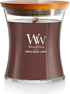 WoodWick Smoked Walnut & Maple Holiday Candle Gifts for Women and Men, 9.7 oz Medium Hourglass Candle with Crackling Wick