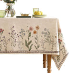 ISAENNE Designer Off White Linen Rectangular Tablecloth,Floral Elegant Table Cloth,Stain Resistant Vintage Decor Tablecloths for Dining Thanksgiving Kitchen Christmas,55"*87"-Serenity G