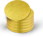 10-Pack Round Gold Cake Drum Board 10 Inch Sturdy 1/2 Inch Thick Full Wrap Edge Cake Base for Heavy Tiered Cakes(10" Gold)