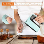 9-Speed Digital Hand Mixer Electric, 400W Powerful DC Motor, Baking Mixer Handheld with Snap-On Storage Case, Touch Button, Turbo Boost, Dough Hooks, Whisk (Ice Blue)