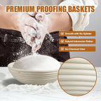 Banneton Bread Proofing Basket - 9 inch Banneton Basket Set of 2 Sourdough Proofing Basket Round Proofing Bowls Handmade Rattan Baskets and Liners