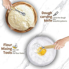 Sourdough Proofing Basket Set: Banneton Bread Basket with 15 PCS Baking Supplies - Sourdough Starter Kit with Jar & Scale for Handmade Baker's (Round+Oval Set)