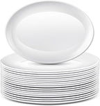 Dandat 36 Pcs Large Serving Platters Oval Trays White Plates Serving Dish for Wedding Party Restaurant Home Steak, Taco, Sushi, Appetizer, Cake (12 Inch)