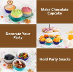 Gifbera Mini Foil Cupcake Liners Metallic Wrappers Muffin Baking Cups 300 Count, Navy Blue