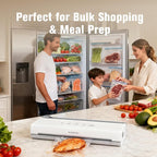 Vacuum Sealer Machine for Food, 65KPa Strong Suction Food Vacuum Sealer with Cutter, Dry & Moist Modes, Compact Food Saver Vacuum Sealer with 20 BPA-Free Bags, Easy to Use & Clean