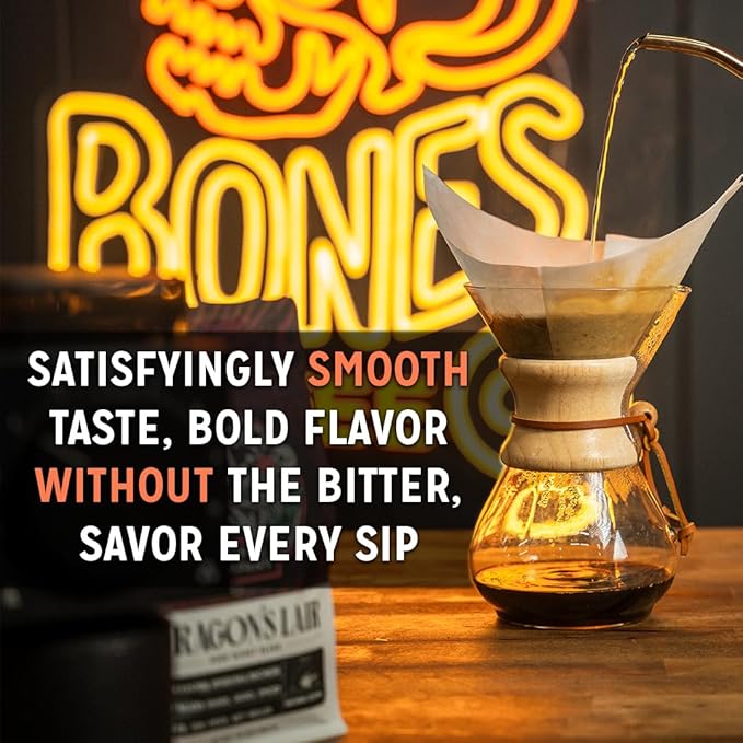 Bones Coffee Company Sugar Rush, Sugar Cookies Flavored Coffee, Medium Roast Low Acid Arabica Beans Compatible with Auto drip and French Press Coffee Maker, 12 Oz Ground