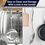 Newness Slotted Spoon, [Rustproof, Integral Forming, Durable] 304 Stainless Steel Widen Skimmer with Vacuum Ergonomic Handle, Comfortable Grip Design Strainer Ladle for Kitchen, 16.93 Inches